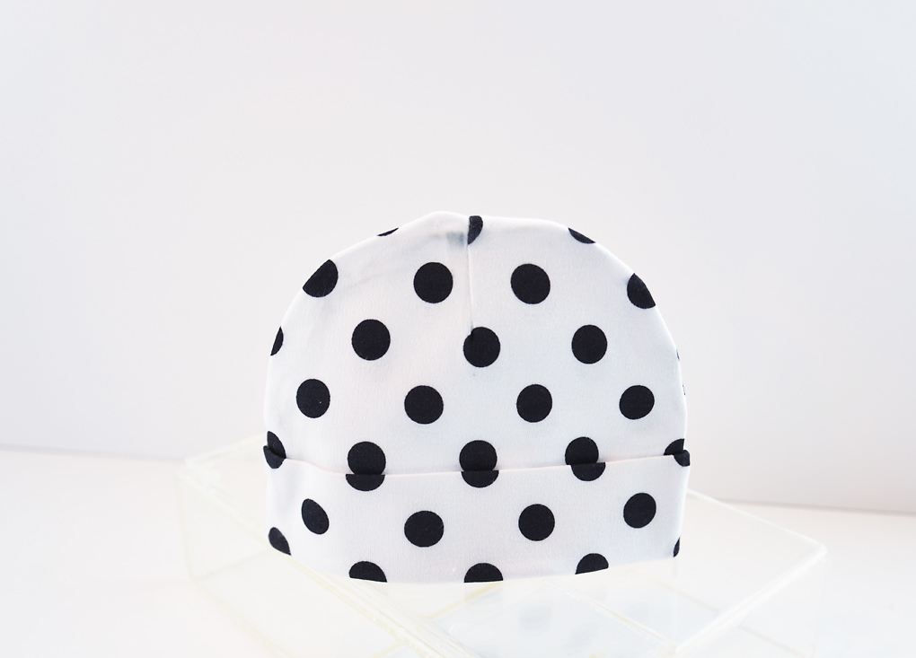 baby cap black polka dots