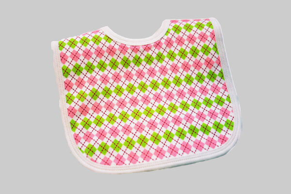 Pink & Green Argyle Baby Bib