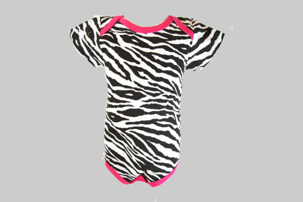 Zebra Pink Trim Baby Jumpsuit