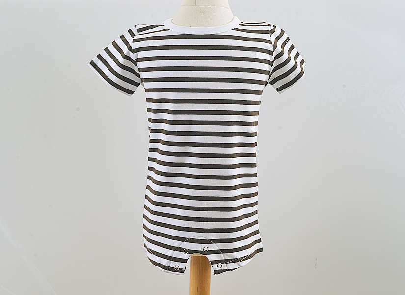 Brown Striped Baby Boy Snap-Up Romper