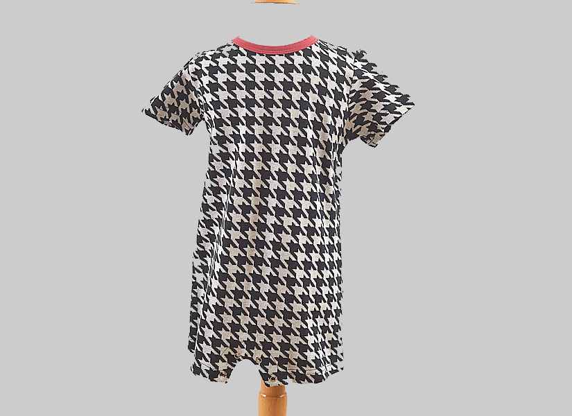 Houndstooth Crimson Trim Baby Boy Snap-Up Romper