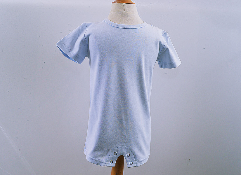 Light Blue Baby Boy Romper Snapped