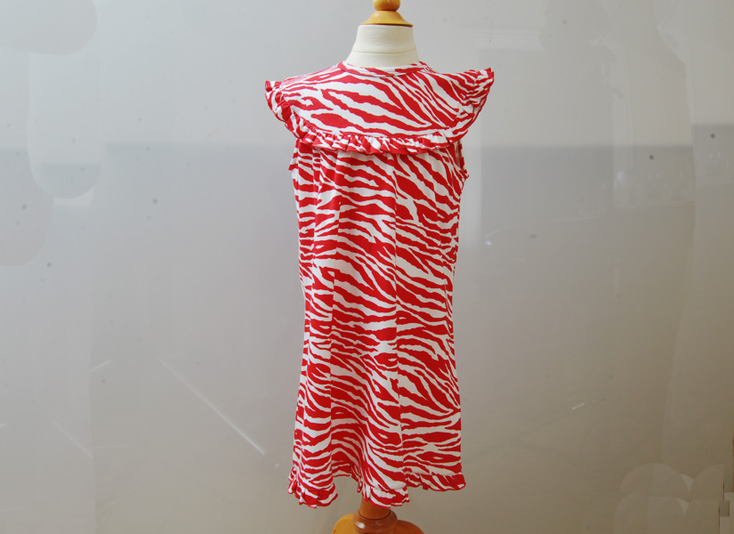Girl Dress Toddler Sleeveless Dress. Red Zebra, Black Zebra, Green Zebra