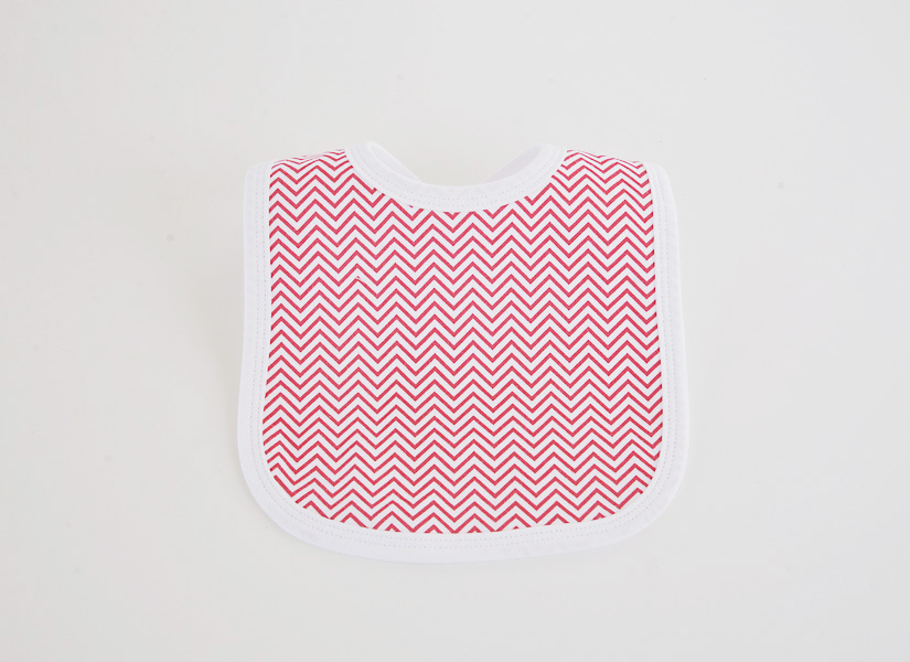 Baby Bib. Infant Sizes. (7″W x 7″H) Festive Color Chevrons