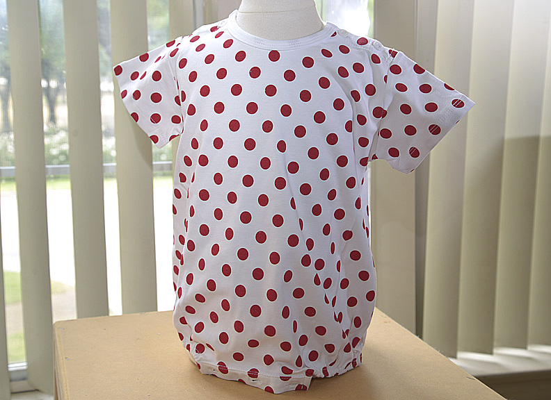 Baby Rompers. Big Red Dots, Green Dots, Brown Dot & Mary Rose Pink Dots