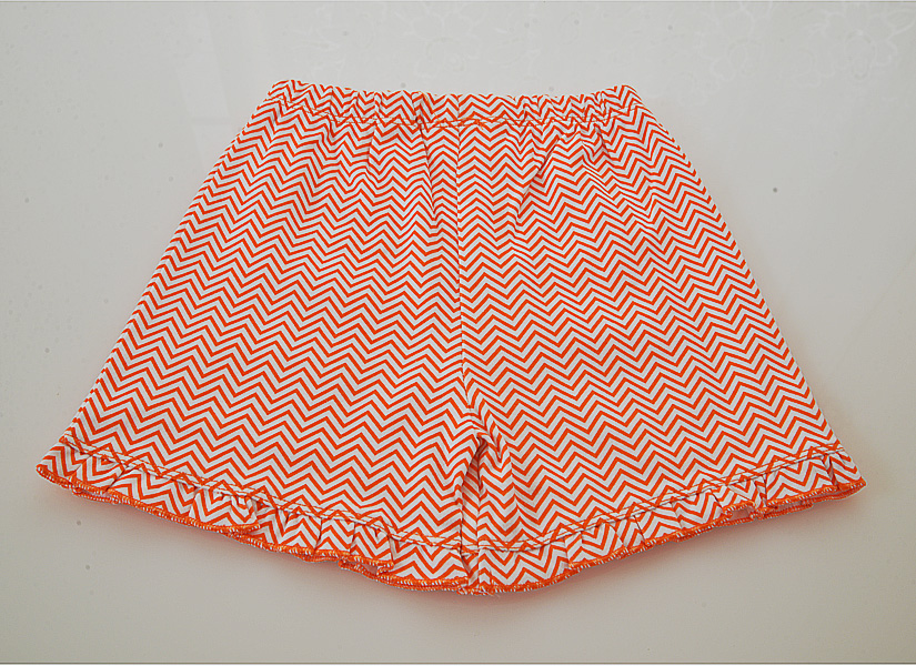 Orange Chevron Girl Ruffle Short