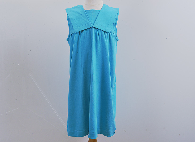Aqua Blue Color Sailor Collar