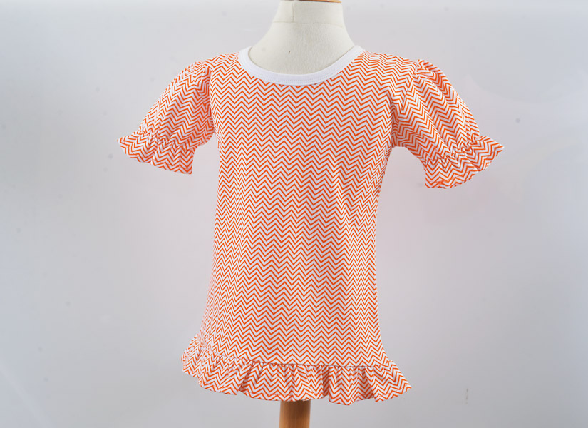 Orange Chevron Girl Ruffles Shirt