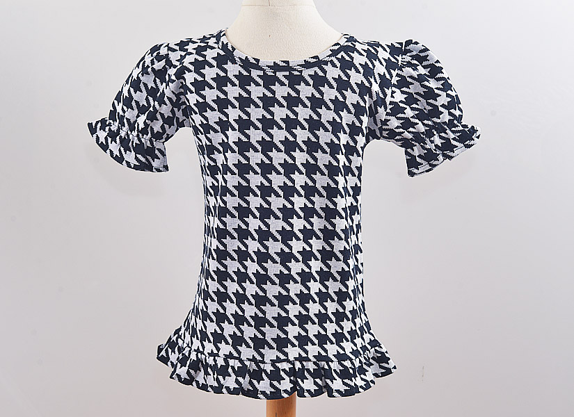 Houndstooth Girl Ruffle Shirt