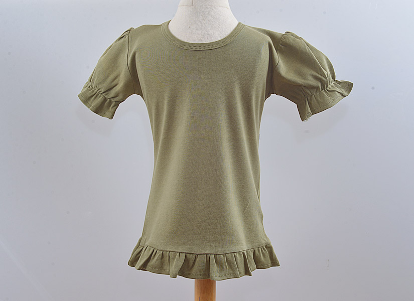 Mosstone Green Girl Ruffle Shirt