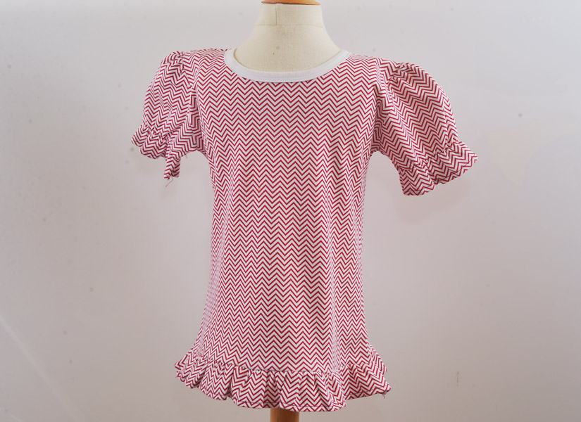 Red Chevron Girl Ruffle Shirt