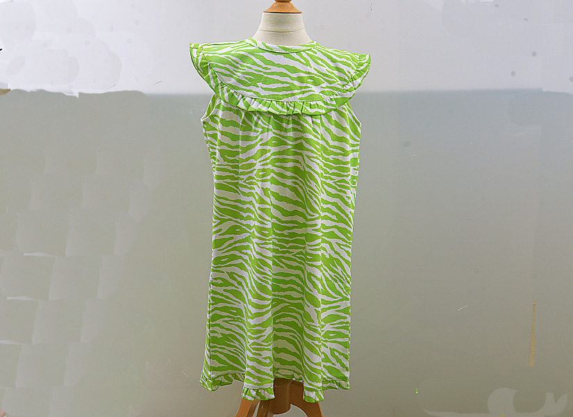 Bright Lime Green Zebra Sleeveless Girl Dress