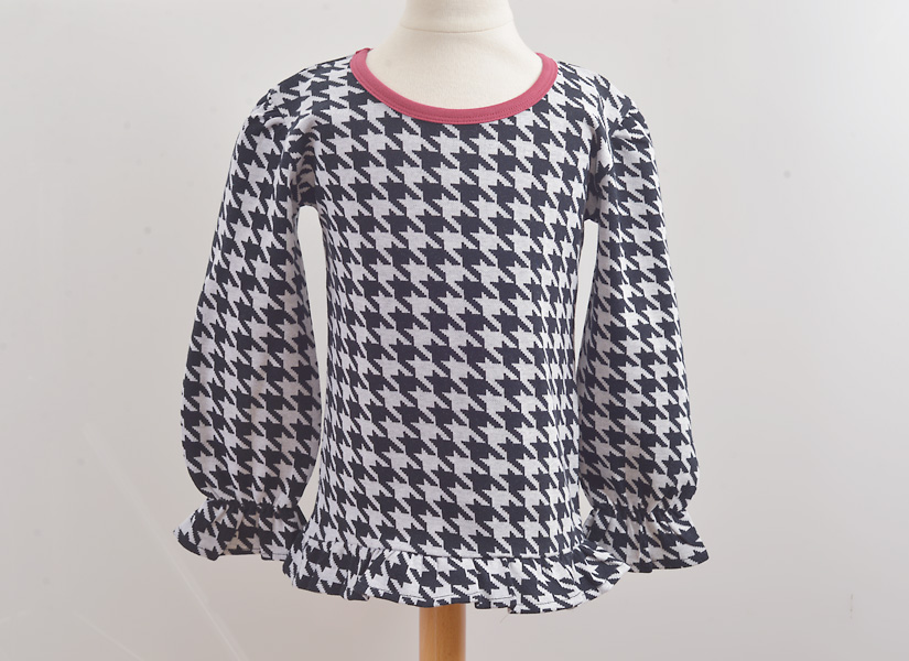 Girl Toddlers Long Sleeves Ruffles Shirts. Houndstooth, Camouflage, Zebra.