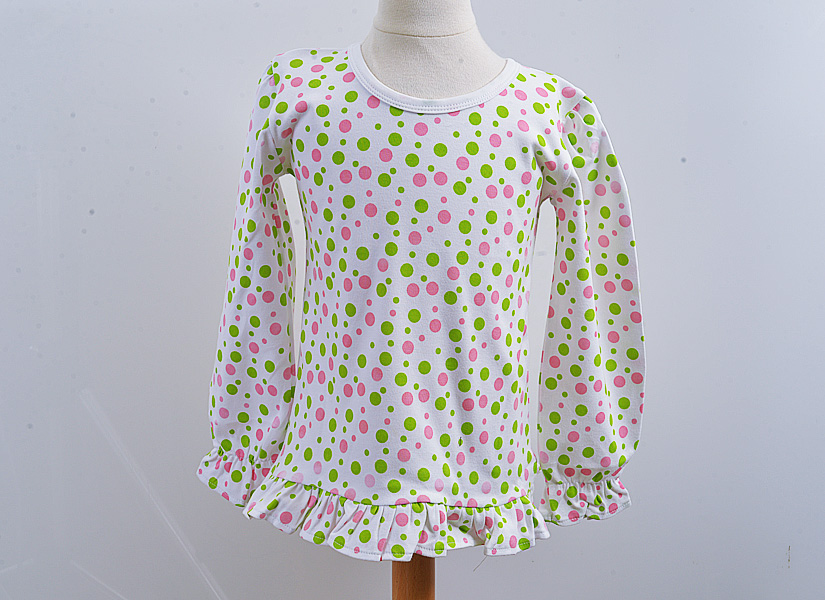 Hot Pink & Hot Green Polka Dot Long Sleeves Shirt
