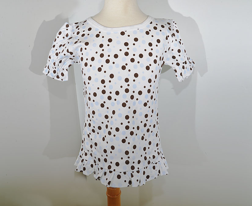 Blue & Brown Dot Ruffled Shirt