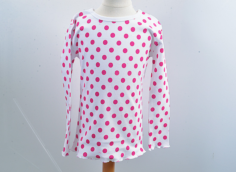 Hot Pink Dot Long Sleeve T Shirt