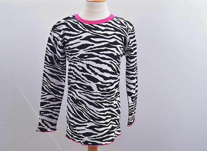 girl toddler long sleeve t shirt, black zebra pink trim
