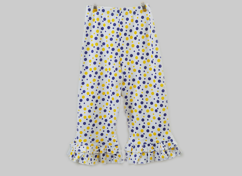 Purple & Gold Polka Dot Girl Ruffles Flare Pant