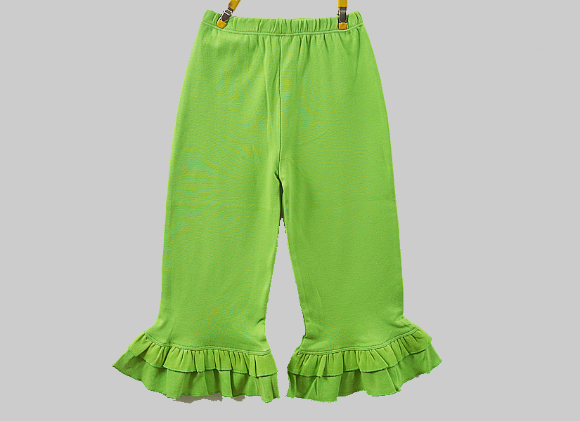 Hot Green Girl Ruffles Flare Pant
