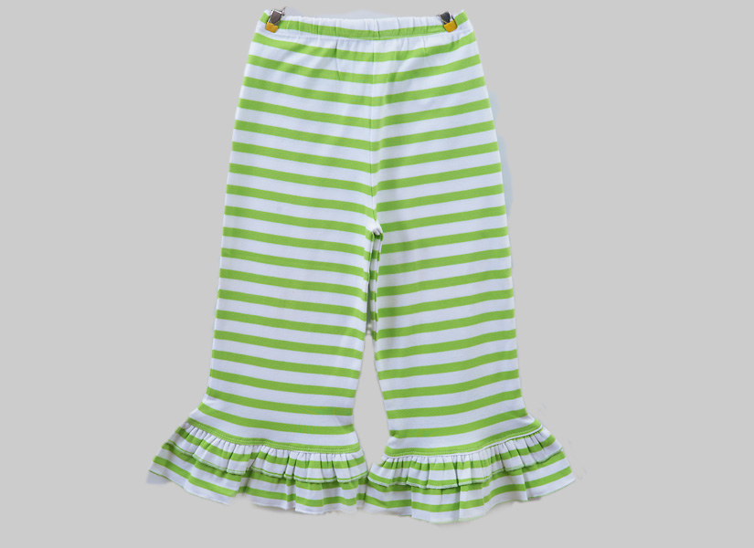 Green Striped Girl Toddler Ruffles Flare Pant