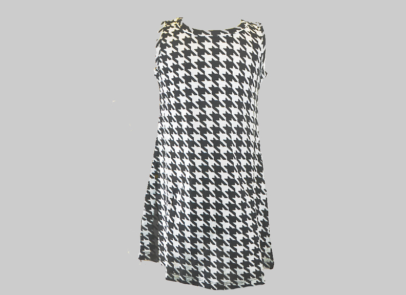 Houndstooth A Line Sleveless Girl Dress