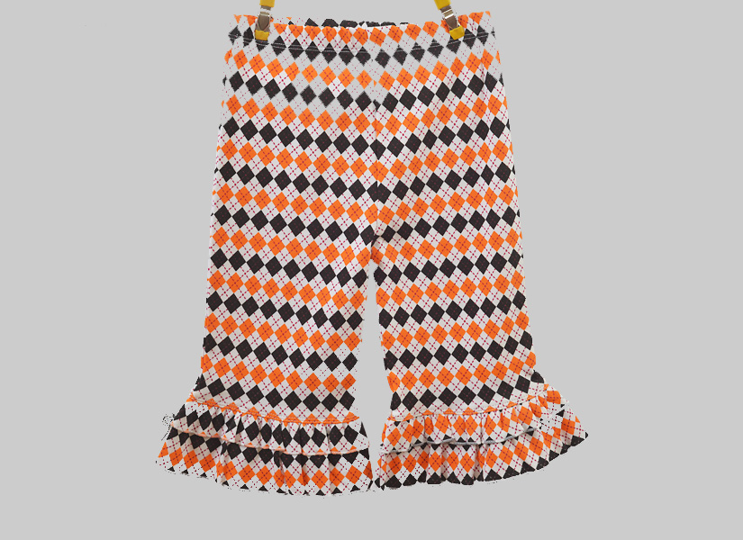 Orange & Brown Argyle Girl Toddler Ruffle Flare Pant