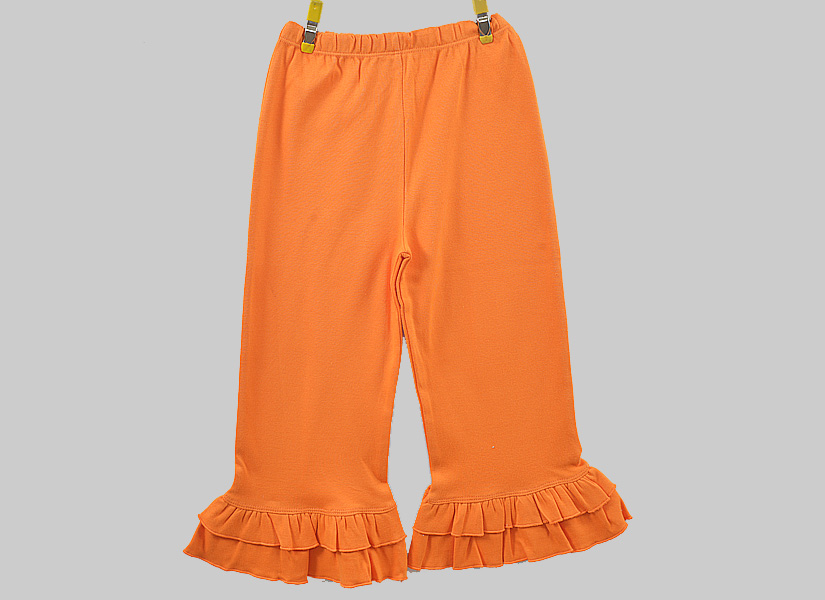 Girl Toddler Double Ruffles Flare Pant. Festive Colors. Hot Pink, Hot Orange, Hot Green