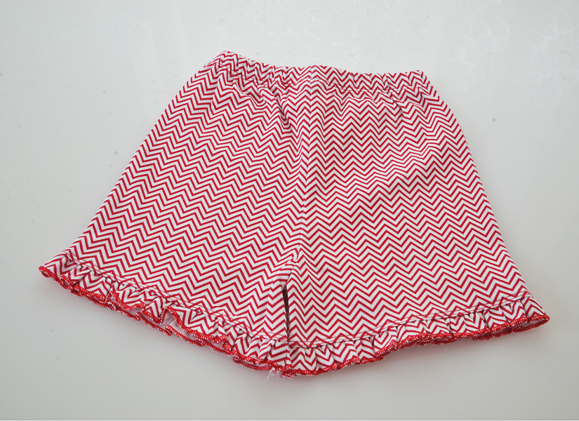 Red Chevron Girl Ruffle Short