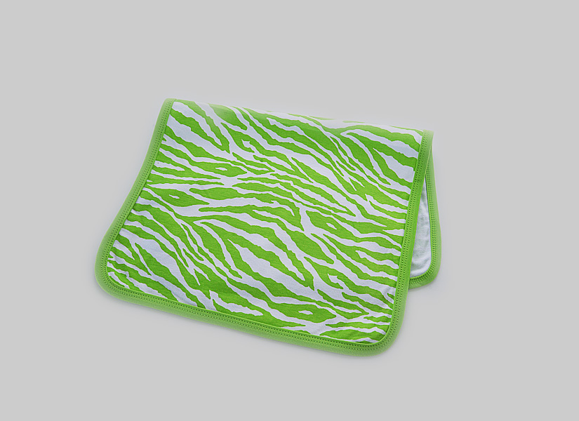 Hot Green Zebra Burp Cloth 12x19"