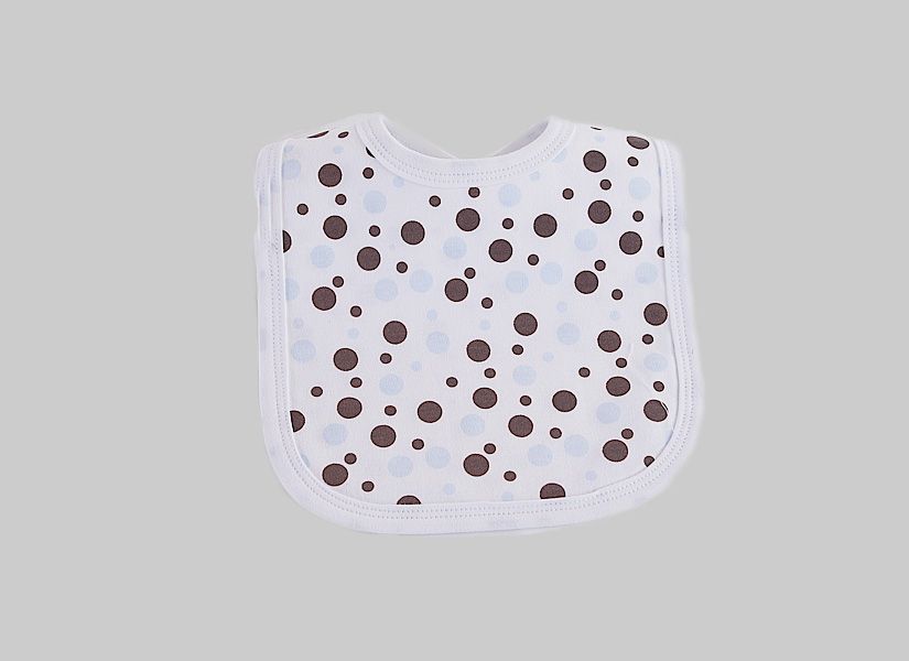 Blue & Brown Polka Dots Baby Bib