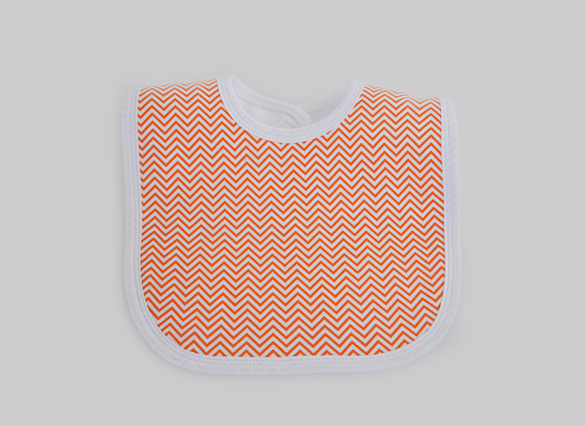 Hot Orange Color Chevron. Bib Toddler