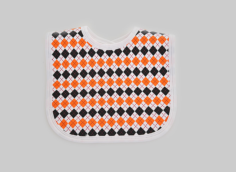 Orange & Black Argyle Bib