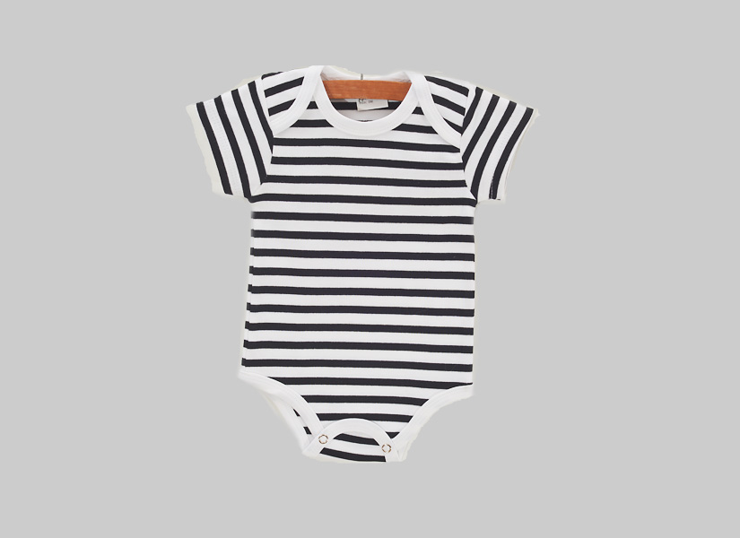 Black Striped, Baby Boy Girl short sleeve jumpsuit
