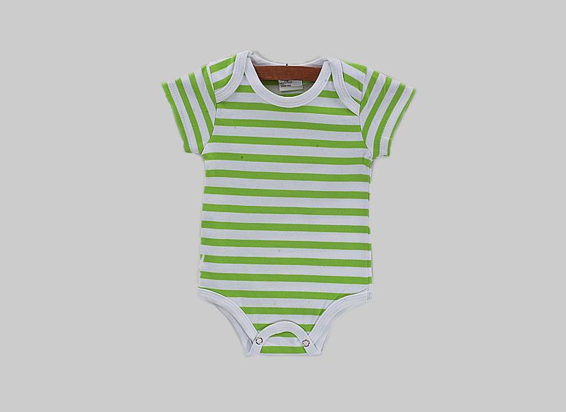 Hot Green Striped, baby short sleeve jumpsuit