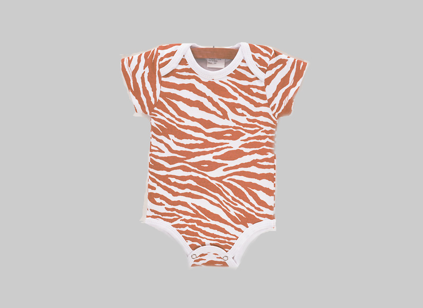 Burnt Orange Zebra, Baby Jumpsuit, Short Sleeve