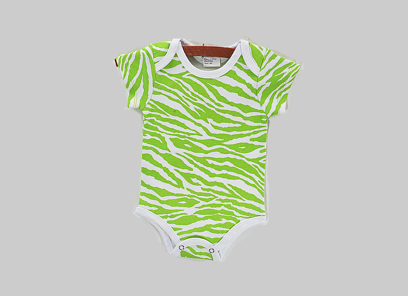 Hot Green Zebra Baby Short Sleeve Jumpsuit