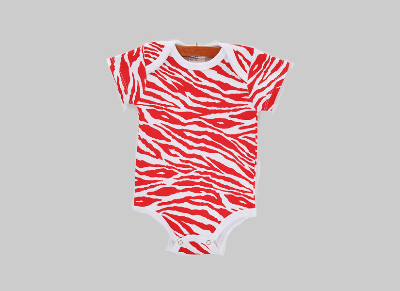 Red Zebra Short Sleeve Baby Jumpsuit