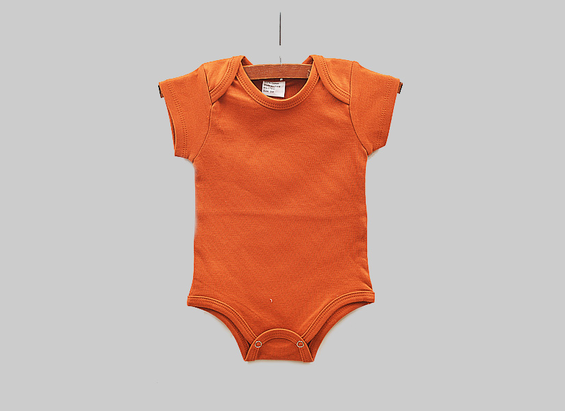 Burnt Orange color baby jumpsuit, short sleeve