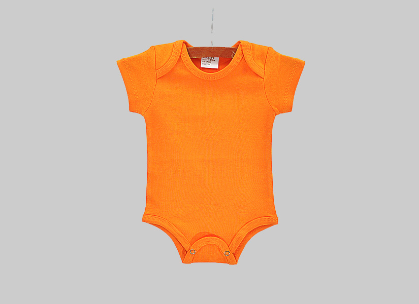 Hot Orange color baby jumpsuit bodysuit, short sleeve