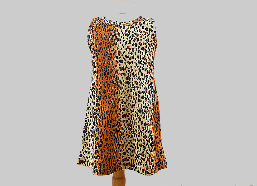 Girl Toddler Sleeveless A Line Dress, Leopard Skin Color