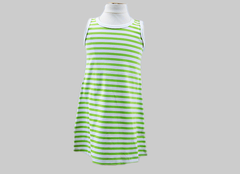hot green color striped, girl toddler A Line Dress