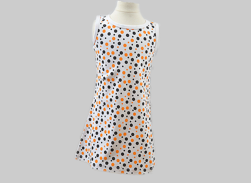 hot orange & Black dot, girl toddler A Line Dress