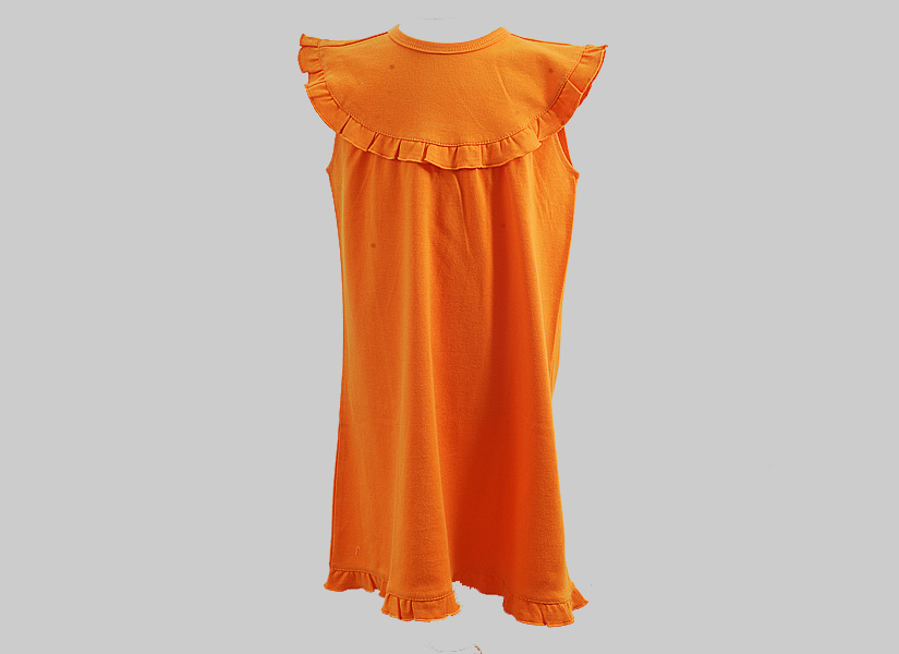 hot orange color girl toddler sleeveless dress