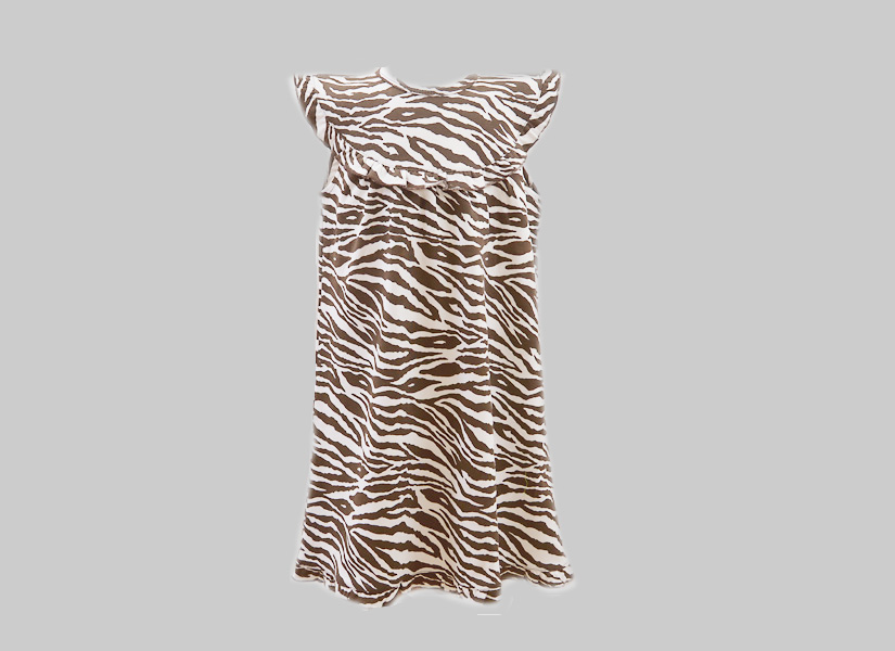 brown color zebra girl toddler sleeveless dres