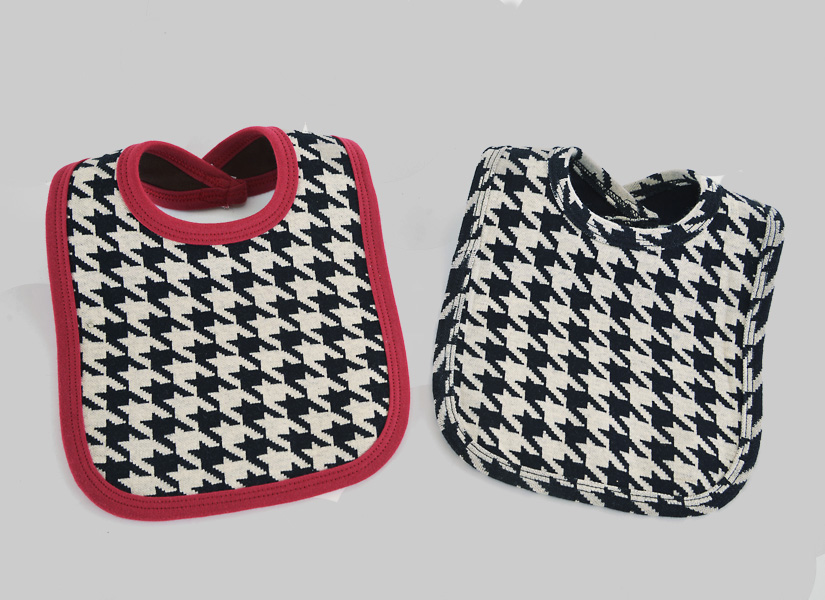 houndstooth crimson color trim baby bib
