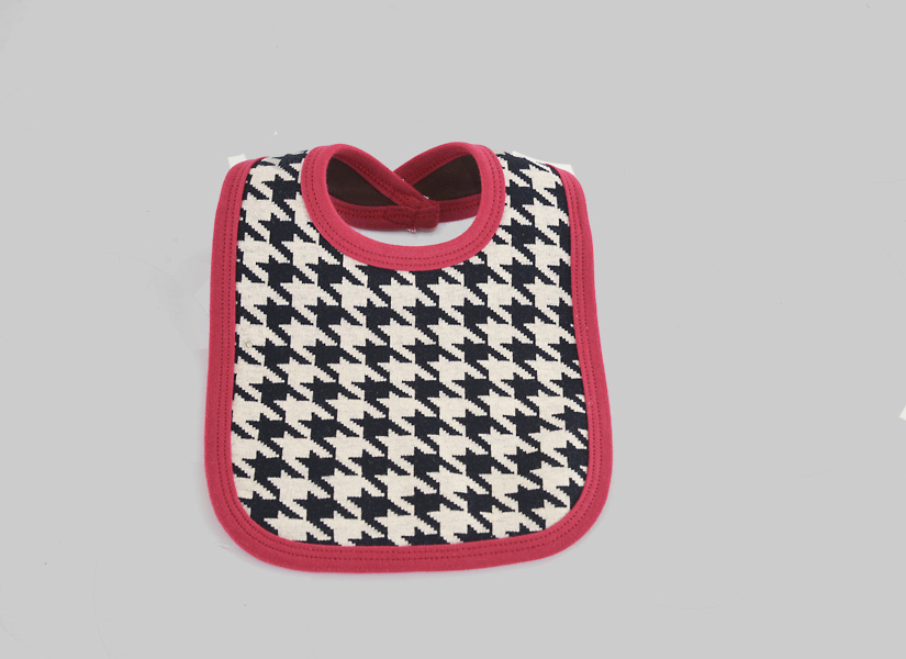Houndstooth Crimson Color Trim Baby Bib