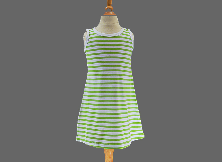 Hot Green Striped Toddler Girl A Line Dress