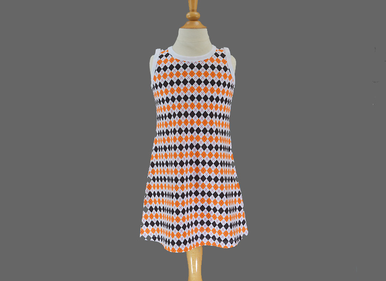 Dress.Toddler Girl A-Line. Sleeveless. Confetti Purple & Gold Argyle.