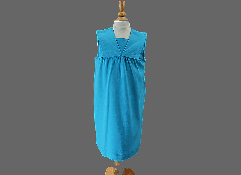 Aqua Blue Color Girl Dress Sailor Collar