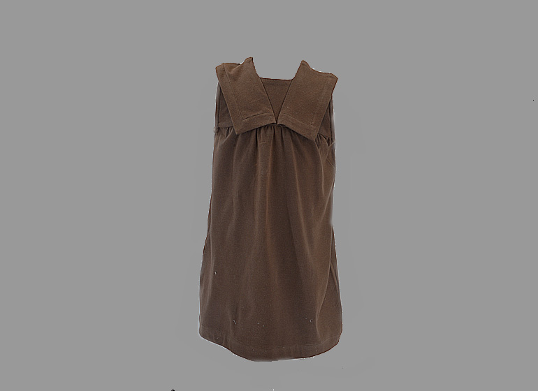 Chocolate Brown Girl Dress with Sailor Collar